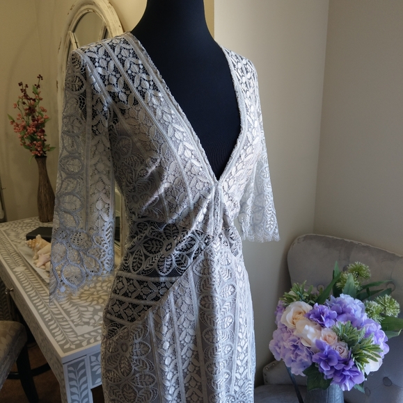 🍒EUC🍒 FOR LOVE & LEMONS SILVER COCKTAIL DRESS - Picture 8 of 10